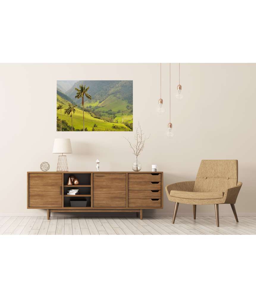 Islandburner XXL Premium Poster Malerisches Wandbild mit Wachspalmen im idyllischen Cocora Tal, Kolumbien 50% Rabatt mit kostenlosem Versand