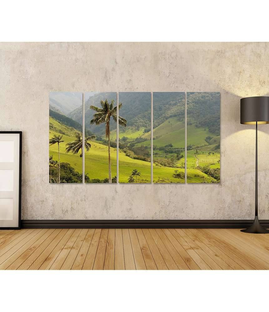 Islandburner Bild auf Leinwand Malerisches Wandbild mit Wachspalmen im idyllischen Cocora Tal, Kolumbien Online