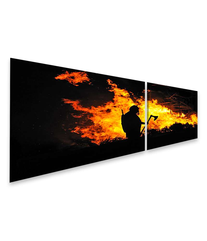 Islandburner Bild auf Leinwand Darstellung eines tapferen Wikingers inmitten eines brennenden Gebäudes Limitierter Zeitrabatt