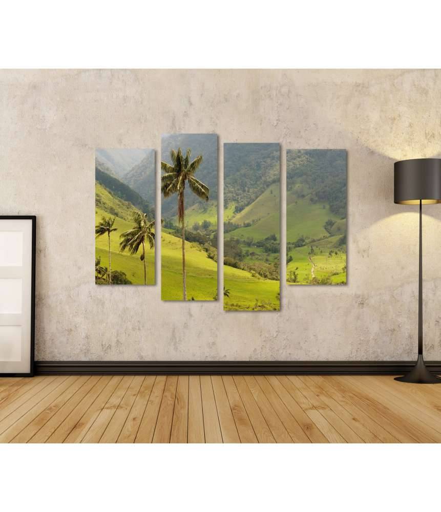 Islandburner Bild auf Leinwand Malerisches Wandbild mit Wachspalmen im idyllischen Cocora Tal, Kolumbien Kauf eins, bekomm eins gratis