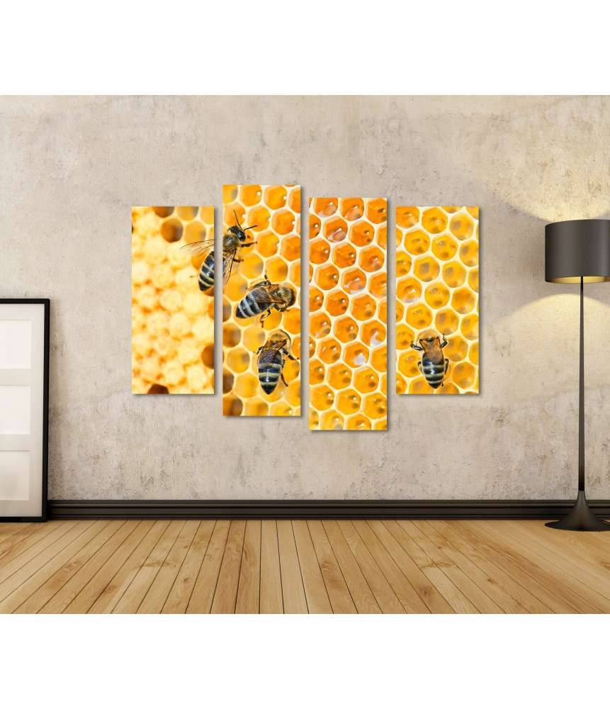 Islandburner Bild auf Leinwand Fleißige Bienen, die eifrig Honig in ihren Waben herstellen Wochenangebot