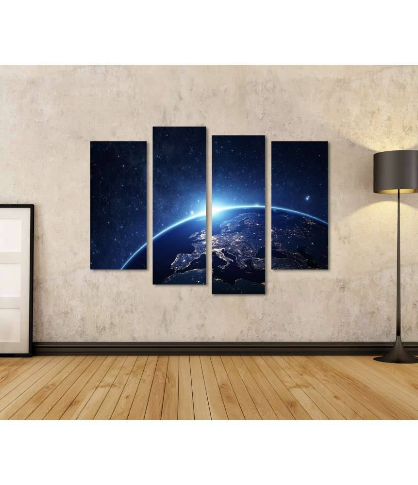 Islandburner Bild auf Leinwand Nachtansicht der Erde aus dem Weltraum - NASA Wandbild für Kinderzimmer Letzte 3 Tage