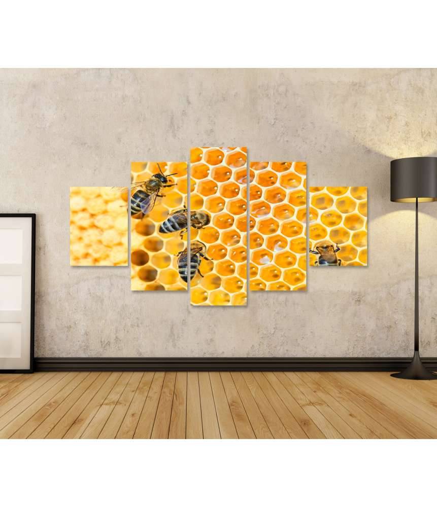 Islandburner Bild auf Leinwand Fleißige Bienen, die eifrig Honig in ihren Waben herstellen Begrenzt auf 3 Tage