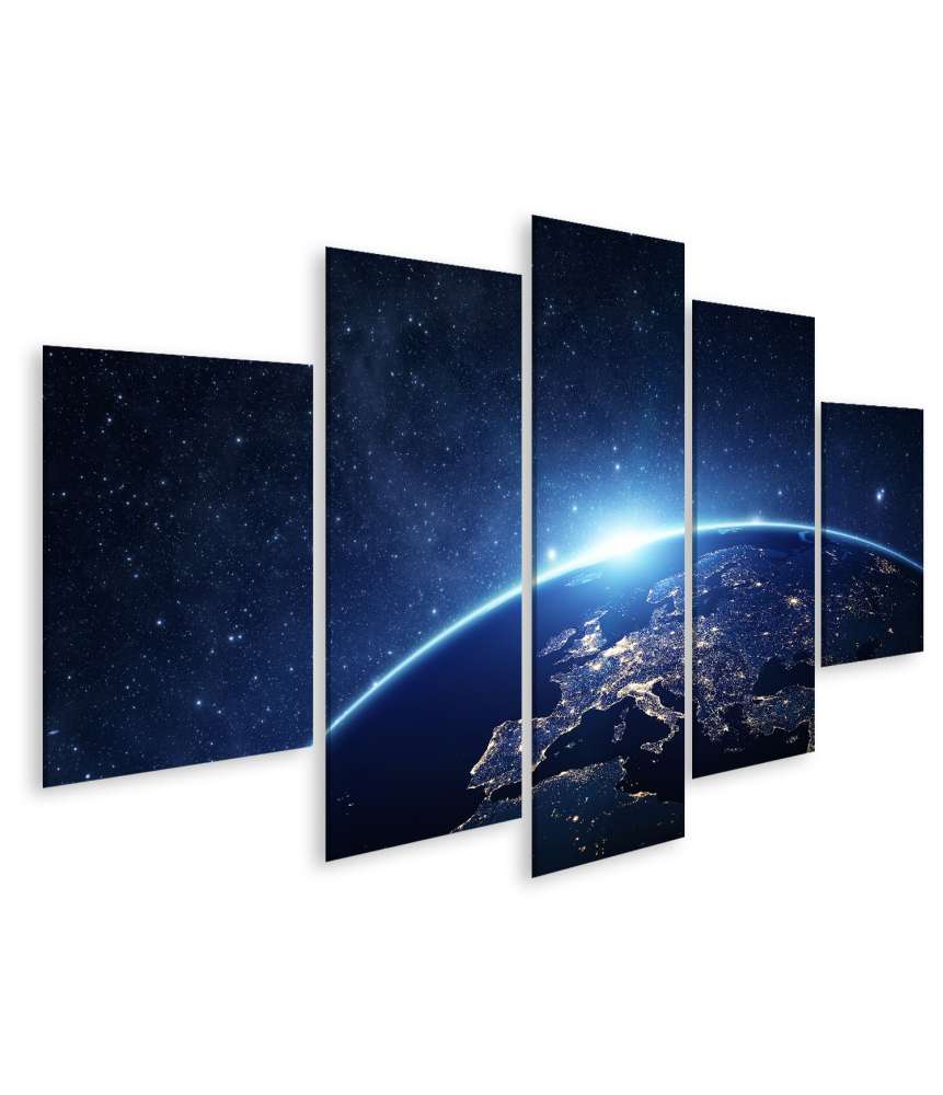 Islandburner Bild auf Leinwand Nachtansicht der Erde aus dem Weltraum - NASA Wandbild für Kinderzimmer Im Verkauf