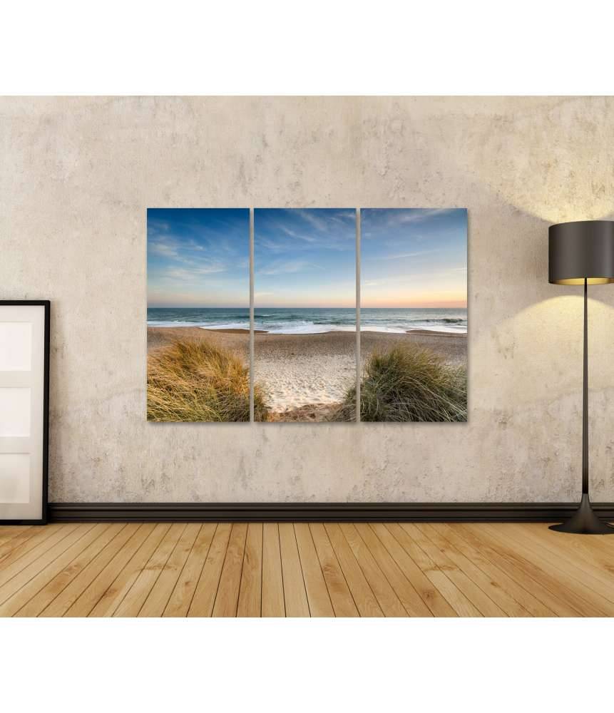 Islandburner Bild auf Leinwand Dünen, Sandstrand, Meer und Inseln an der Nordsee auf dem Wandbild Günstiger Verkauf