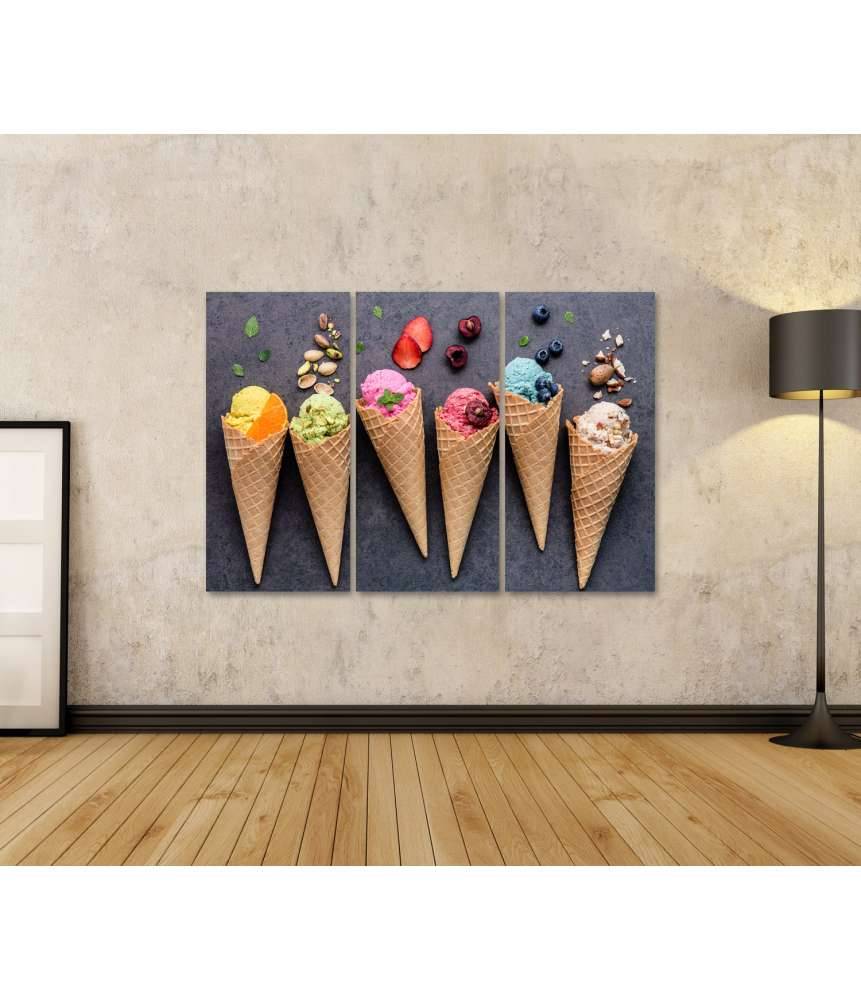 Islandburner Bild auf Leinwand Farbenfrohes Wandbild einer Eisdiele mit Heidelbeer- und Erdbeer-Eiscreme Meist gekauft
