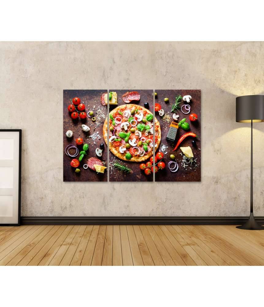 Islandburner Bild auf Leinwand Köstliche italienische Pizza mit Pilzen und Gewürzen als Wandbild Blitzverkäufe