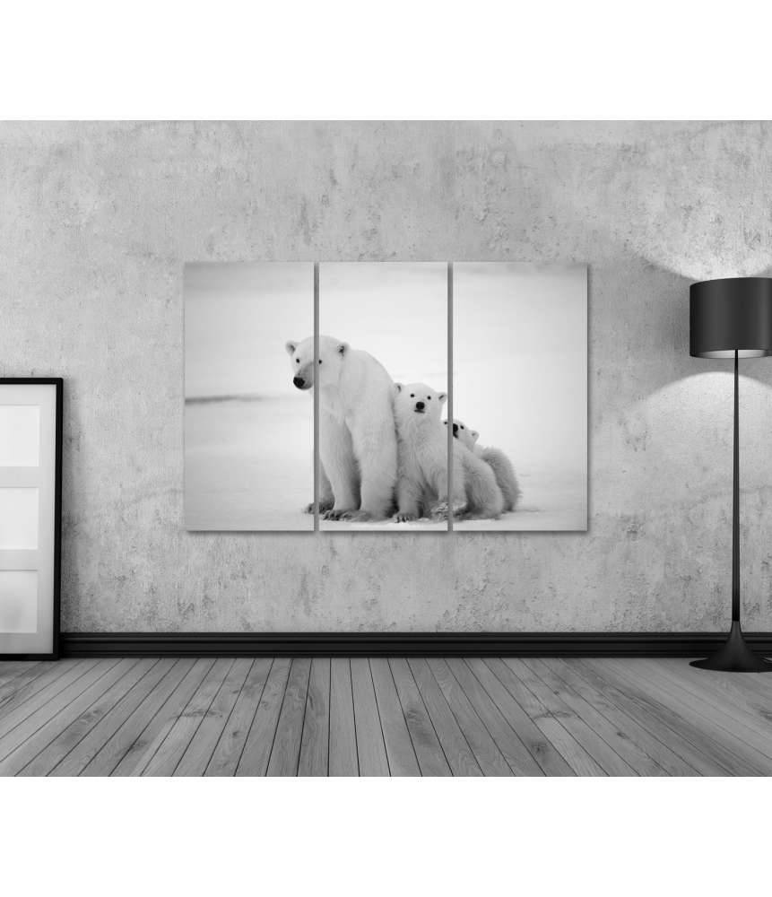 Islandburner Bild auf Leinwand Eisbär-Mutter mit Jungen in der eisigen Arktis - Polarbär Wandbild Rabatt