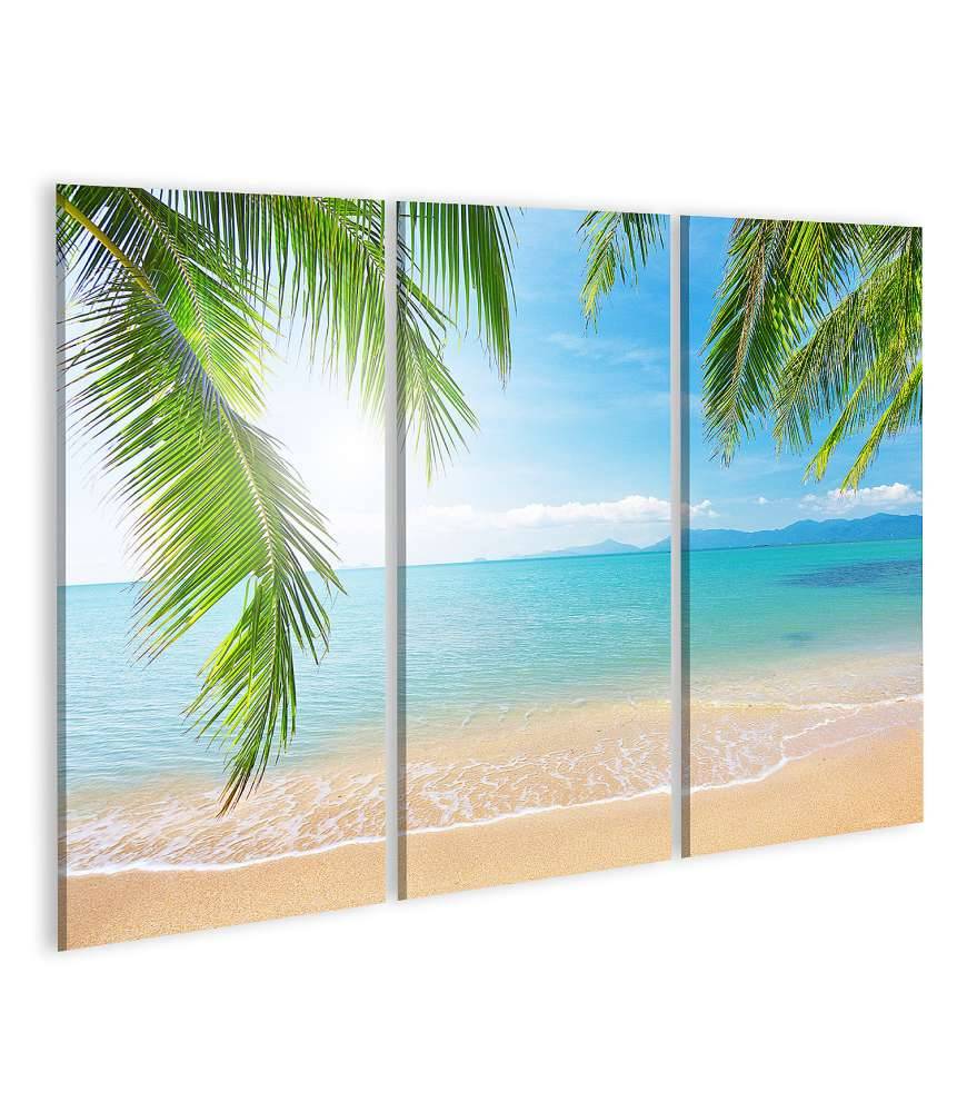 Islandburner Bild auf Leinwand Urlaubsfeeling mit Palmen und tropischem Strand Wandbild Günstig kaufen