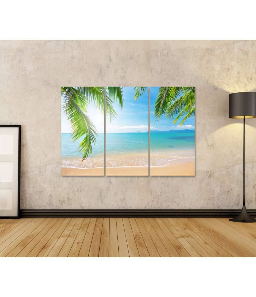 Islandburner Bild auf Leinwand Urlaubsfeeling mit Palmen und tropischem Strand Wandbild Günstig kaufen