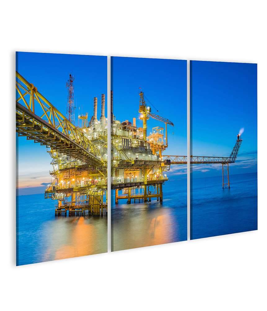 Islandburner Bild auf Leinwand Ölbohrplattform inmitten des weiten Meeres auf Wandbild dargestellt Versandkostenfrei