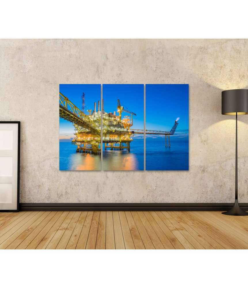 Islandburner Bild auf Leinwand Ölbohrplattform inmitten des weiten Meeres auf Wandbild dargestellt Versandkostenfrei