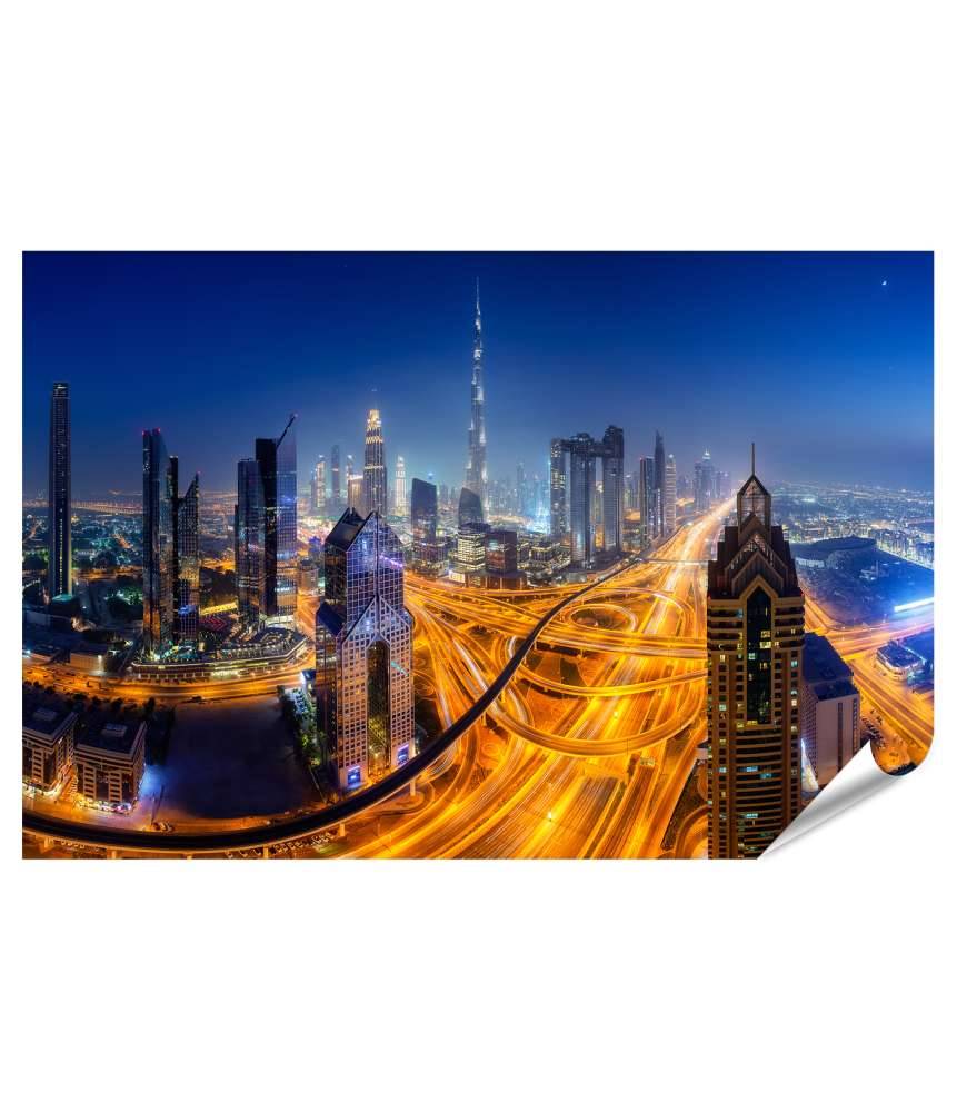 Islandburner XXL Premium Poster Nächtlicher Panoramablick auf die Skyline von Dubai Black Friday