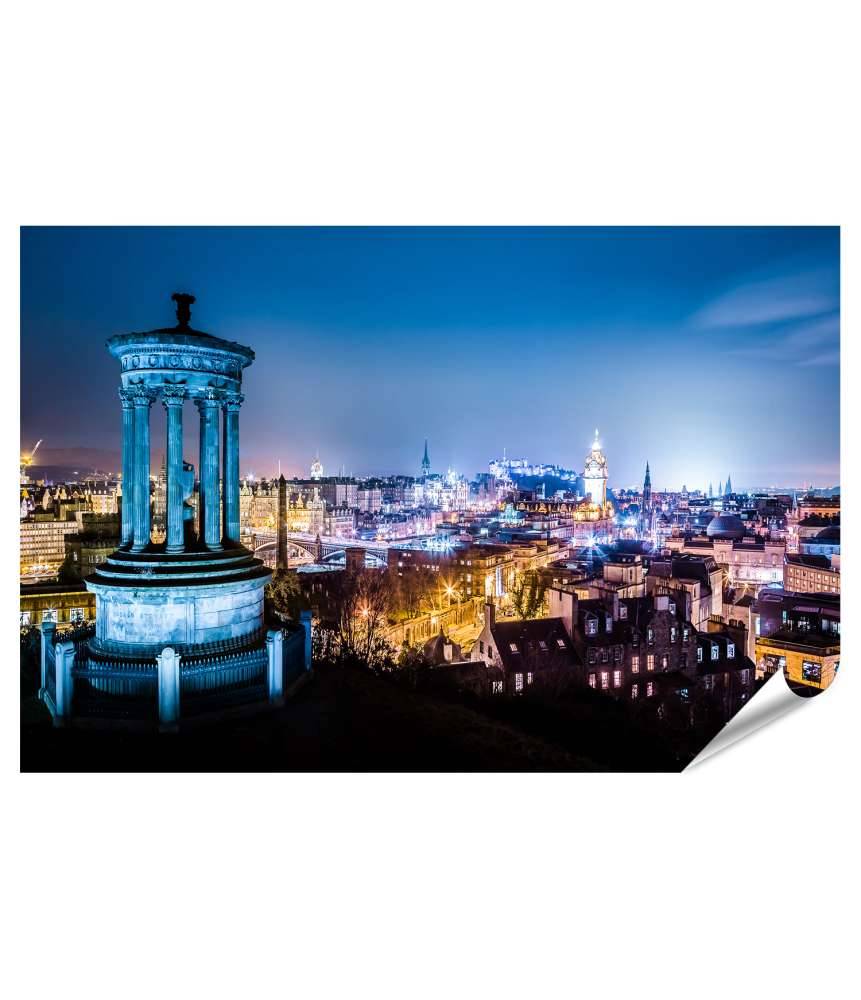 Islandburner XXL Premium Poster Nächtliche Panoramaansicht von Edinburgh, Schottland, vom Calton Hill Osterangebot