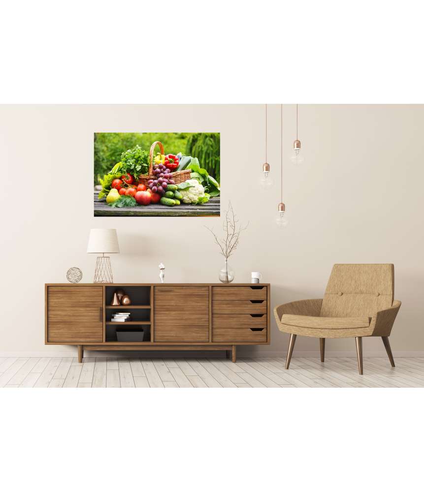 Islandburner XXL Premium Poster Bio-Gemüse im Weidenkorb: Lebendiges Küchenwandbild Neueste Mode