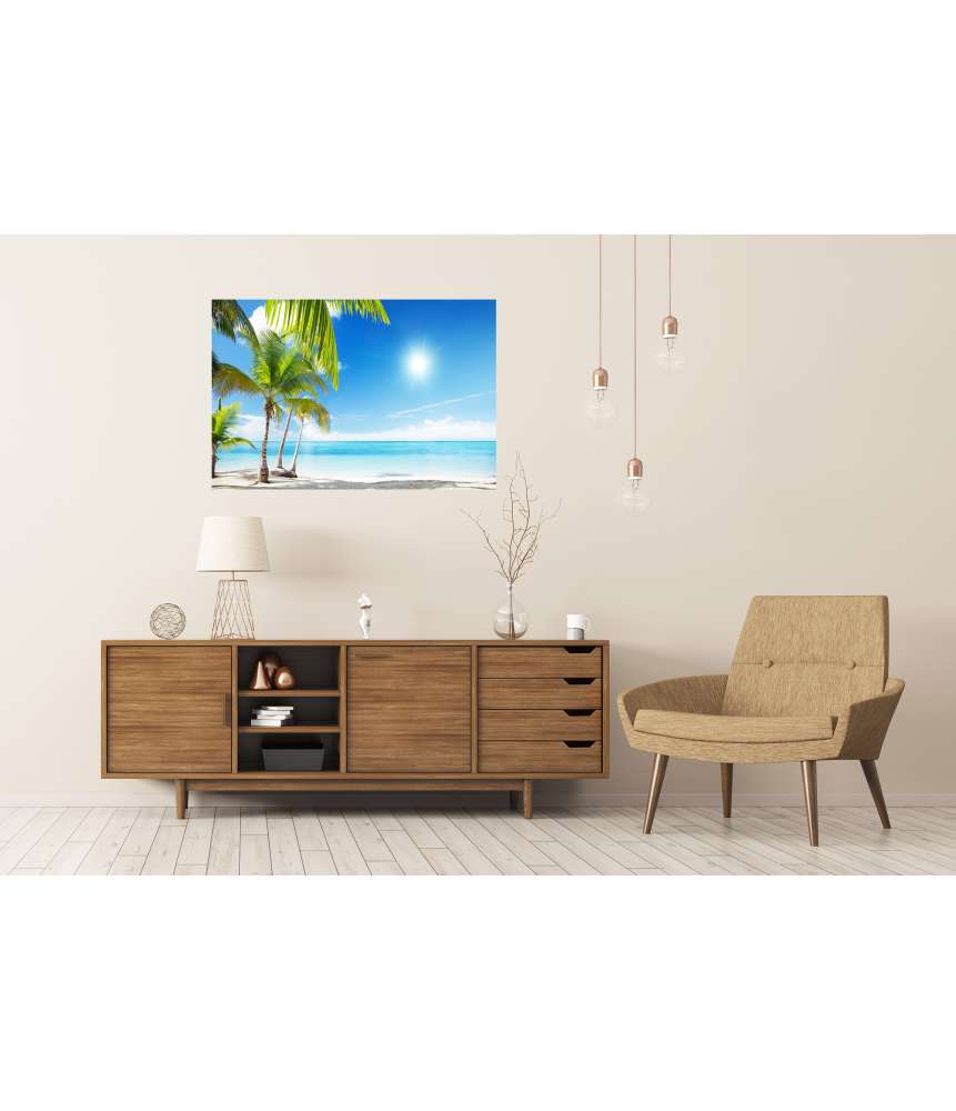 Islandburner XXL Premium Poster Karibischer Strand mit Palmen am azurblauen Meer Exklusive Angebote