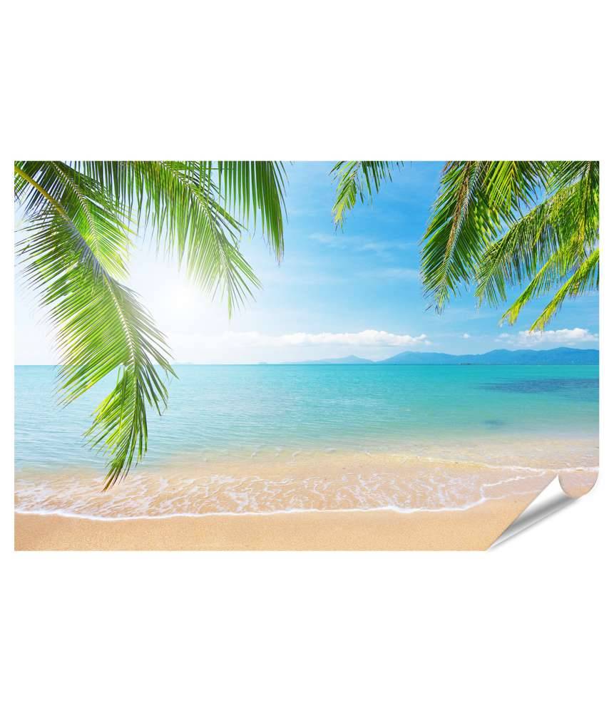 Islandburner XXL Premium Poster Urlaubsfeeling mit Palmen und tropischem Strand Wandbild Große Rabatte