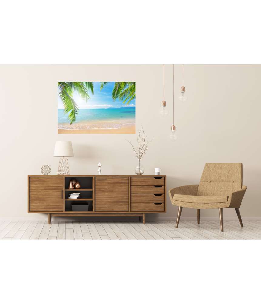 Islandburner XXL Premium Poster Urlaubsfeeling mit Palmen und tropischem Strand Wandbild Große Rabatte