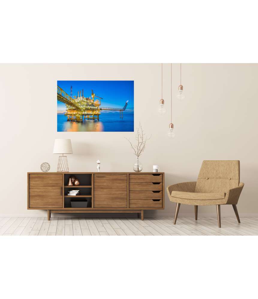 Islandburner XXL Premium Poster Ölbohrplattform inmitten des weiten Meeres auf Wandbild dargestellt Neuheiten