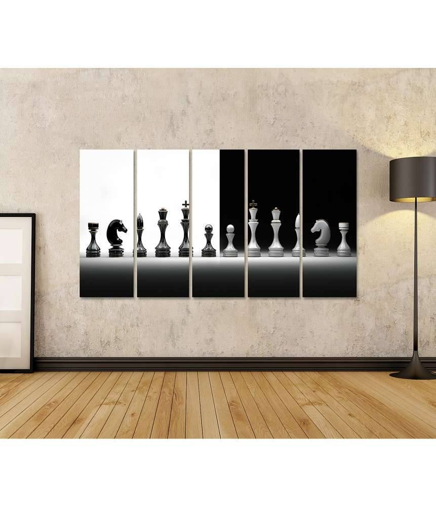 Islandburner Bild auf Leinwand Komplettes Wandbild-Set mit Schachmotiv Kauf eins, bekomm eins gratis