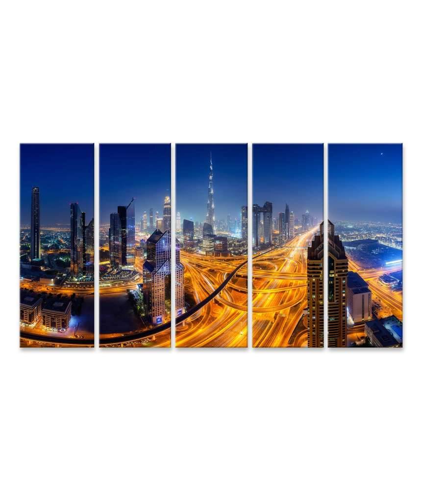 Islandburner Bild auf Leinwand Nächtlicher Panoramablick auf die Skyline von Dubai VIP-Rabatte