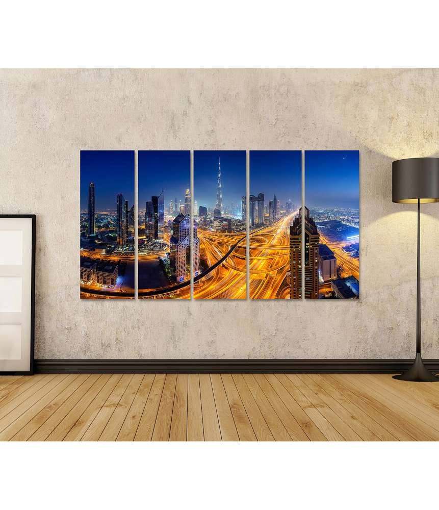 Islandburner Bild auf Leinwand Nächtlicher Panoramablick auf die Skyline von Dubai VIP-Rabatte