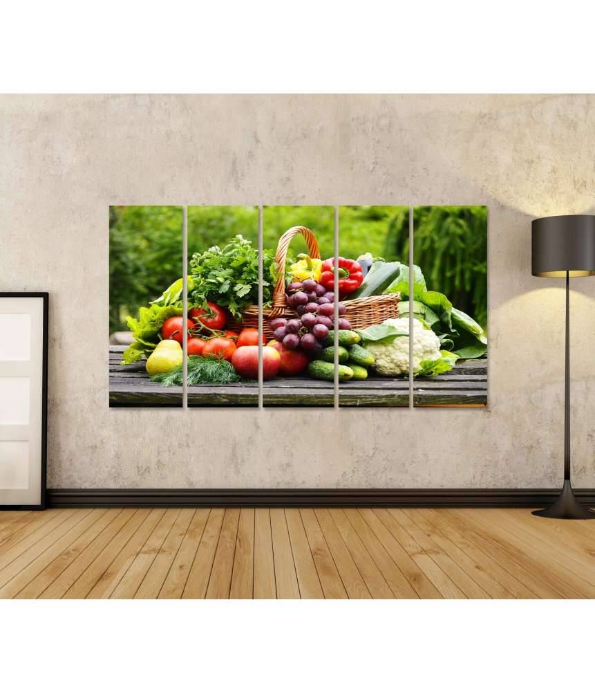 Islandburner Bild auf Leinwand Bio-Gemüse im Weidenkorb: Lebendiges Küchenwandbild Letzter Tag