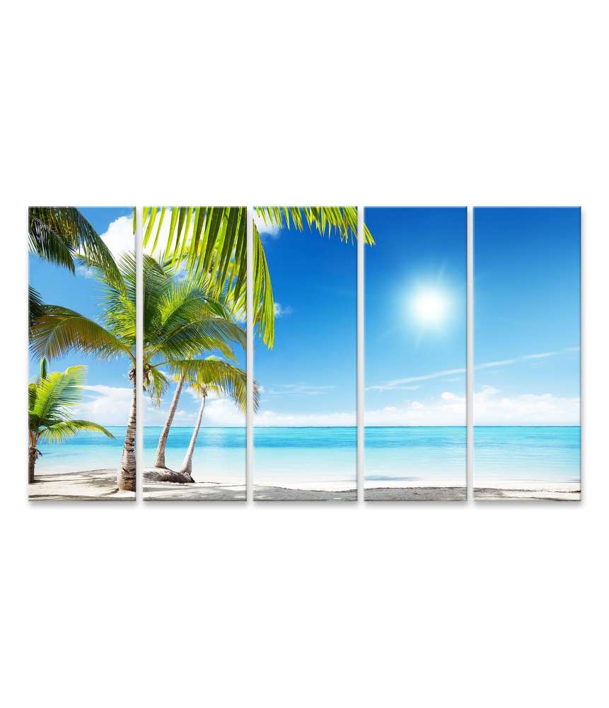 Islandburner Bild auf Leinwand Karibischer Strand mit Palmen am azurblauen Meer Bis zu 60% Rabatt