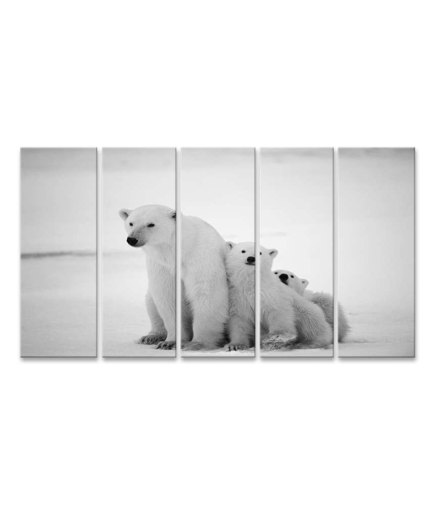 Islandburner Bild auf Leinwand Eisbär-Mutter mit Jungen in der eisigen Arktis - Polarbär Wandbild Bis zu 65% Rabatt