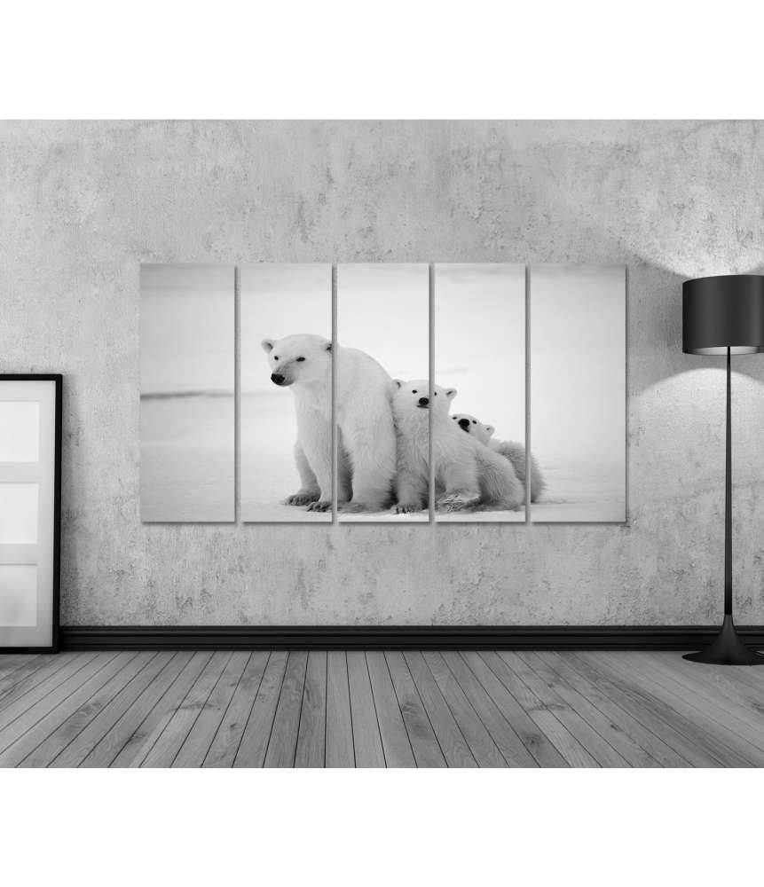 Islandburner Bild auf Leinwand Eisbär-Mutter mit Jungen in der eisigen Arktis - Polarbär Wandbild Bis zu 65% Rabatt