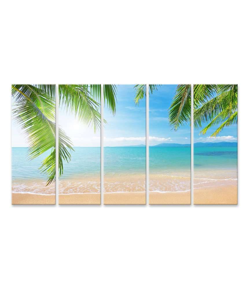 Islandburner Bild auf Leinwand Urlaubsfeeling mit Palmen und tropischem Strand Wandbild Nur für heute