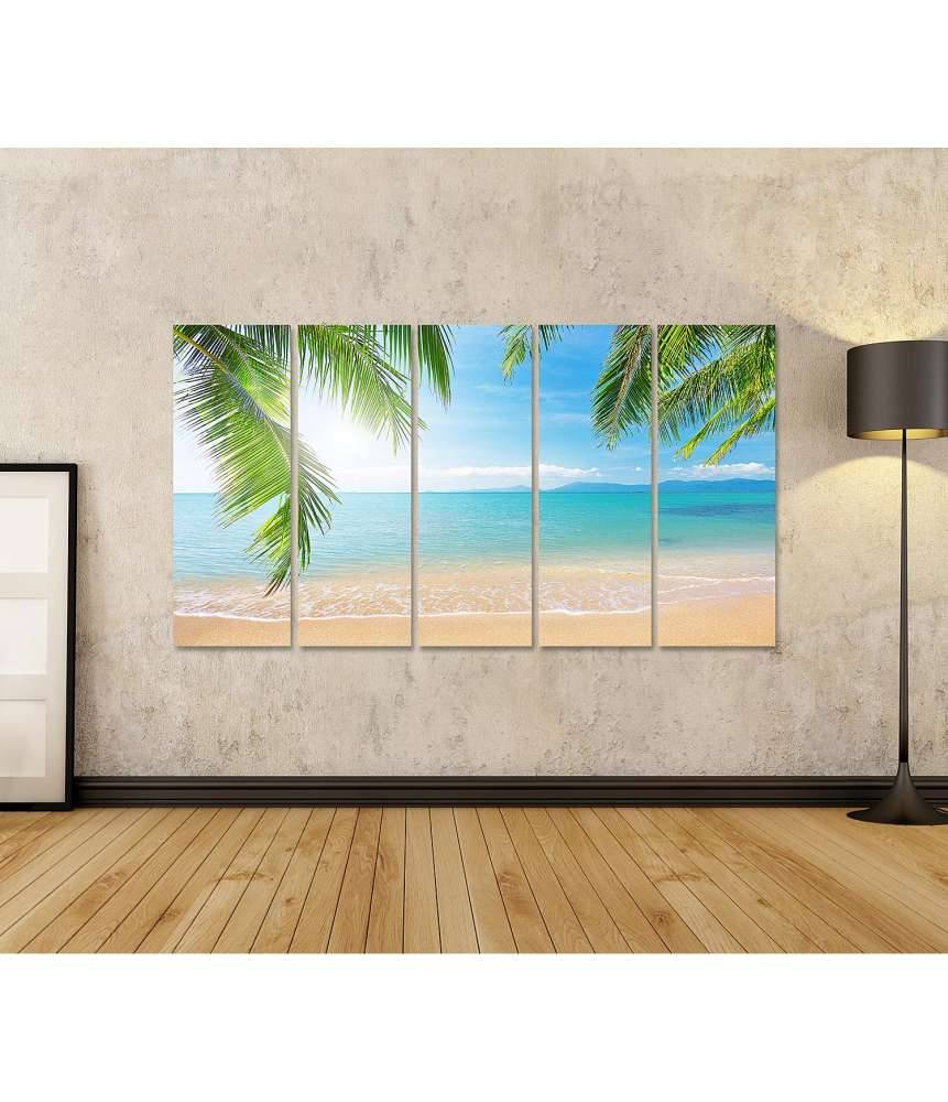 Islandburner Bild auf Leinwand Urlaubsfeeling mit Palmen und tropischem Strand Wandbild Nur für heute