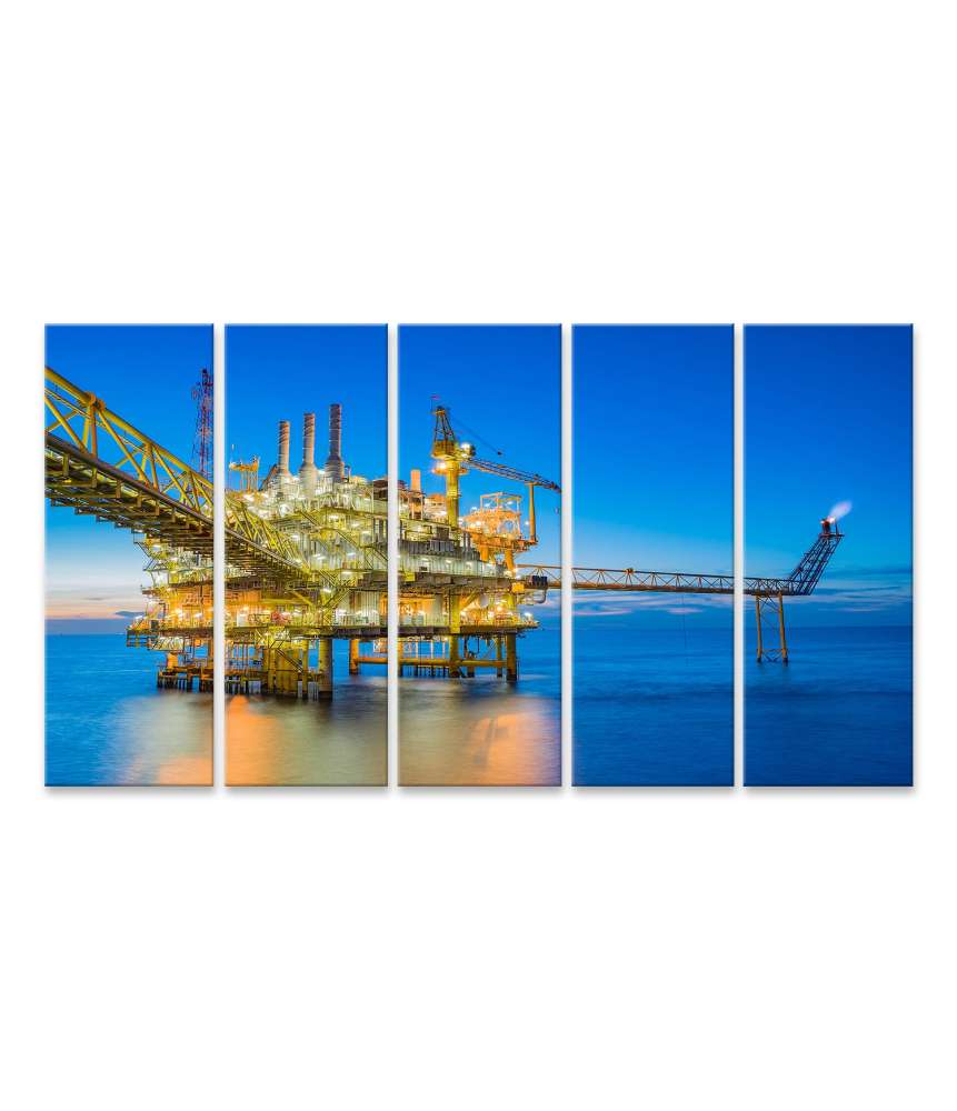 Islandburner Bild auf Leinwand Ölbohrplattform inmitten des weiten Meeres auf Wandbild dargestellt Sonderangebot der Fabrik