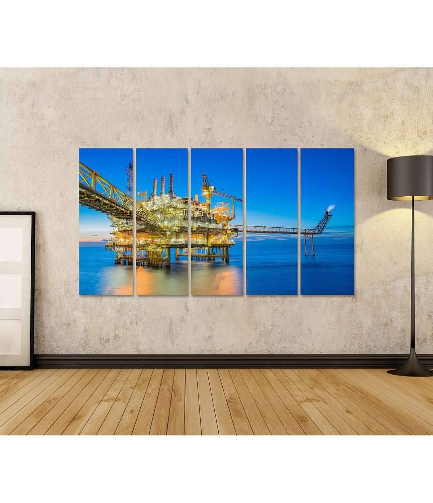 Islandburner Bild auf Leinwand Ölbohrplattform inmitten des weiten Meeres auf Wandbild dargestellt Sonderangebot der Fabrik