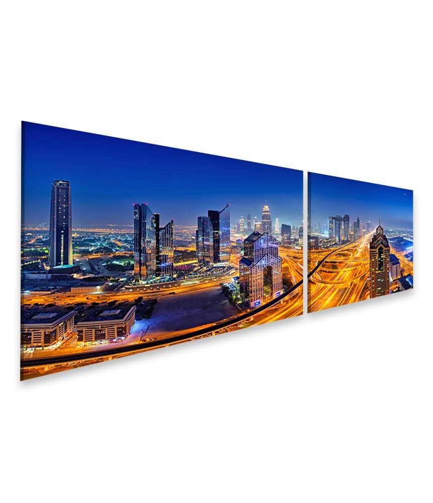 Islandburner Bild auf Leinwand Nächtlicher Panoramablick auf die Skyline von Dubai Speichern exportieren