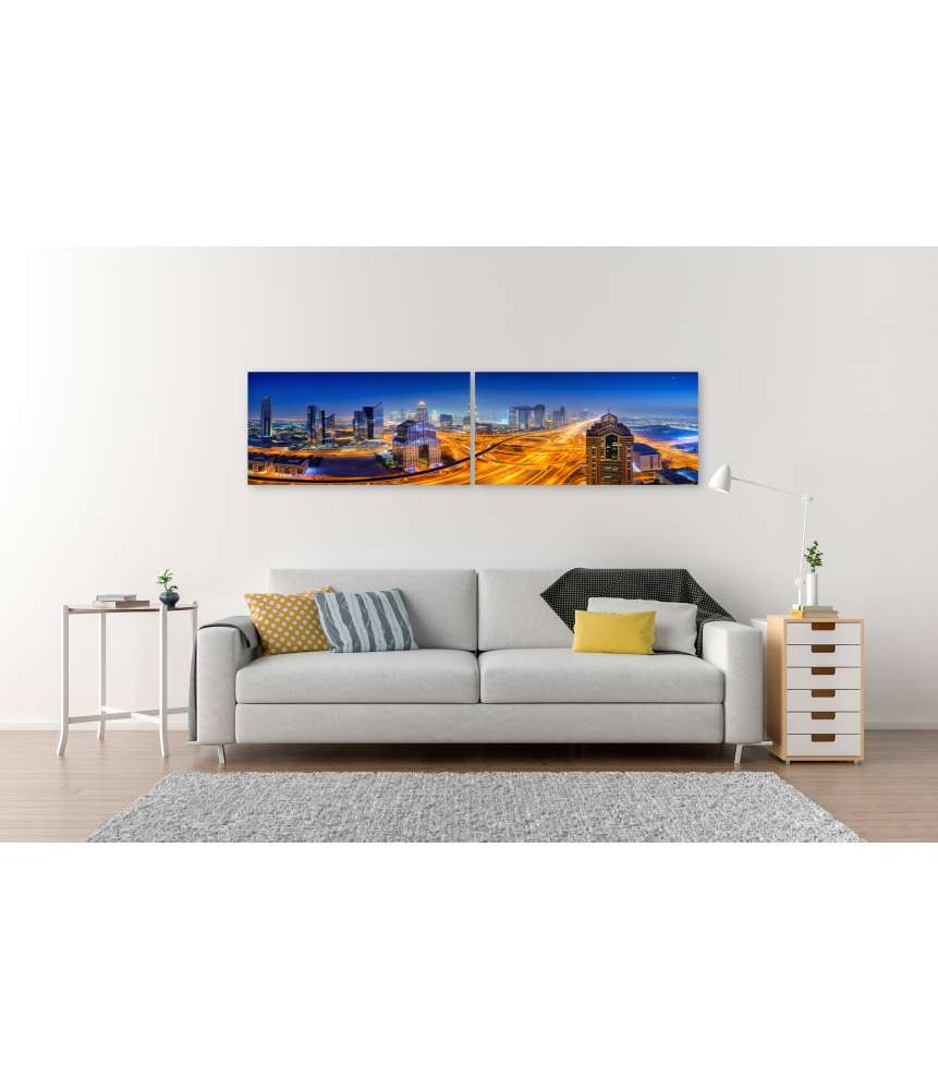 Islandburner Bild auf Leinwand Nächtlicher Panoramablick auf die Skyline von Dubai Speichern exportieren