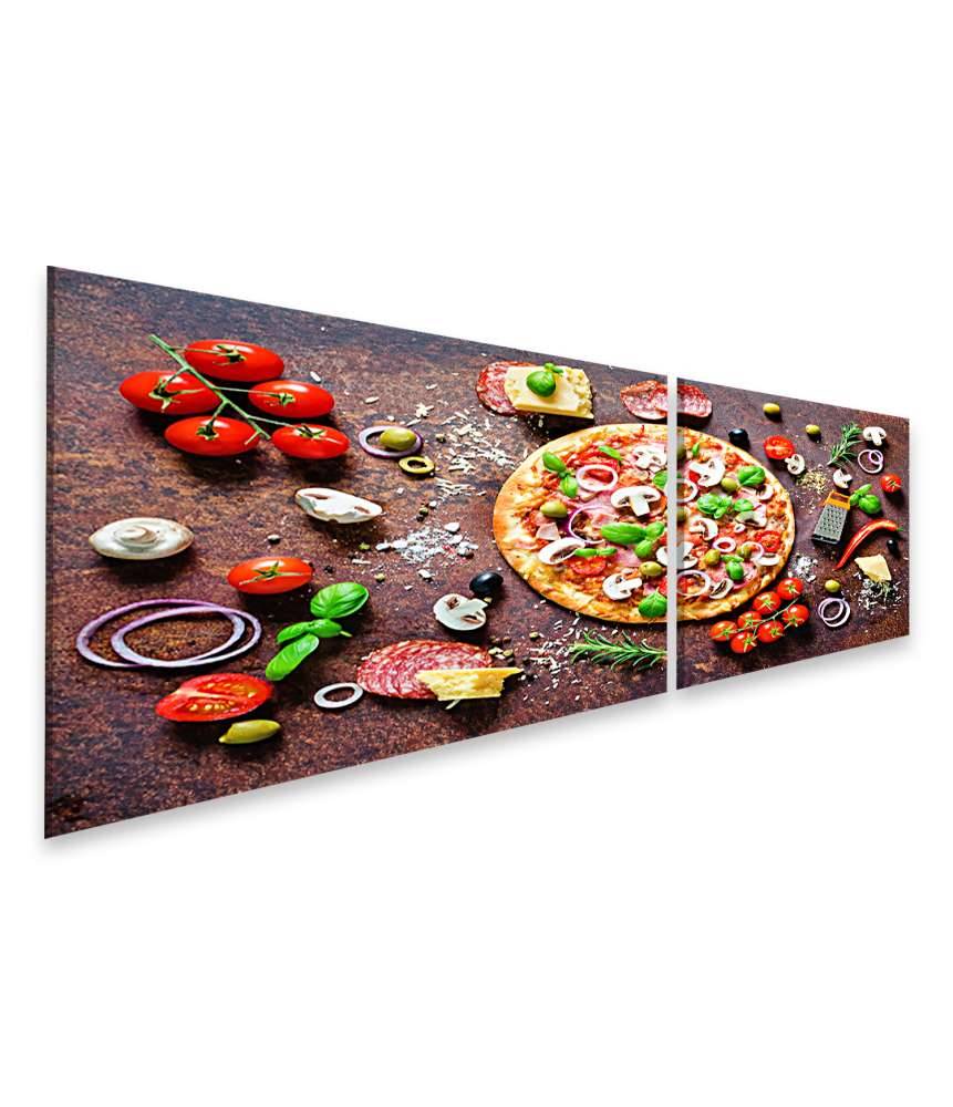 Islandburner Bild auf Leinwand Köstliche italienische Pizza mit Pilzen und Gewürzen als Wandbild Outlet