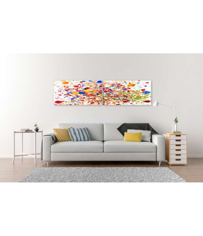 Islandburner Bild auf Leinwand Lebhaftes abstraktes Wandbild mit buntem Aquarell-Splash-Muster Hotsell