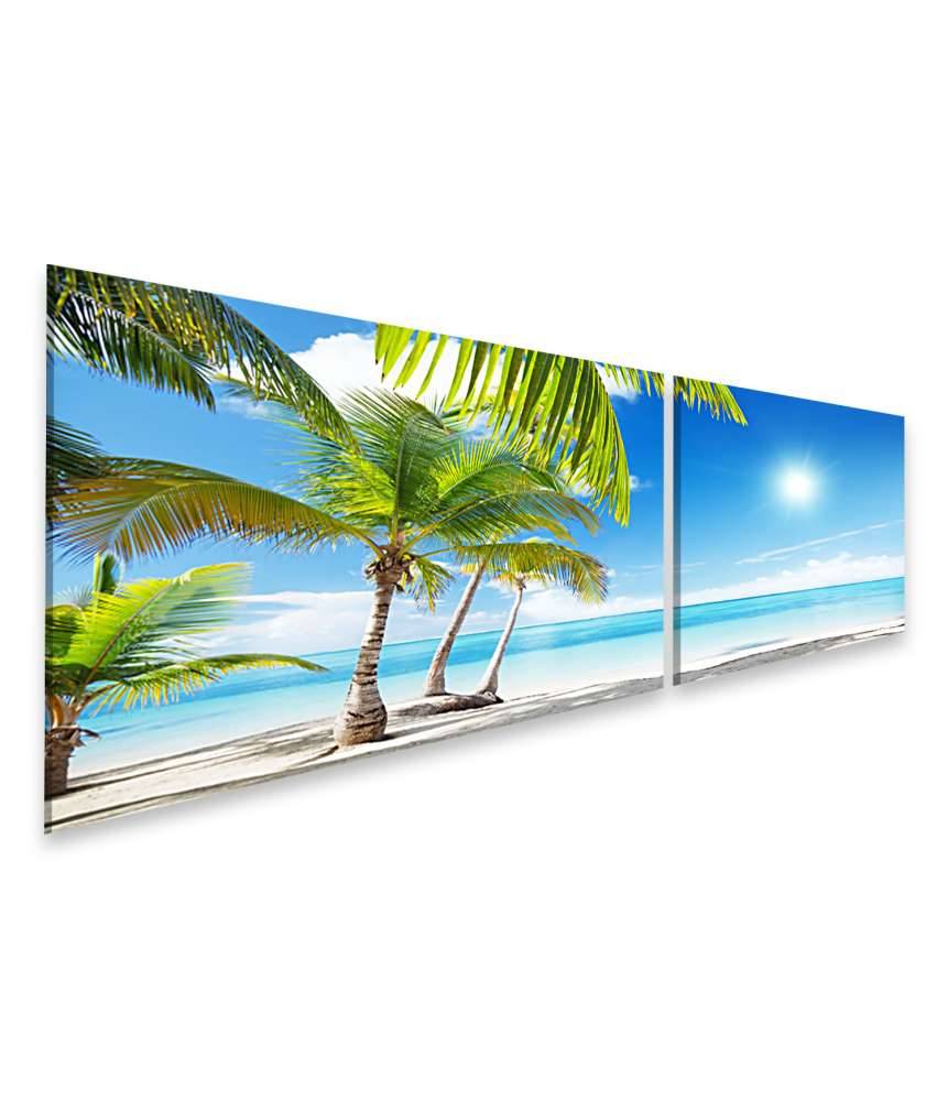 Islandburner Bild auf Leinwand Karibischer Strand mit Palmen am azurblauen Meer im Angebot