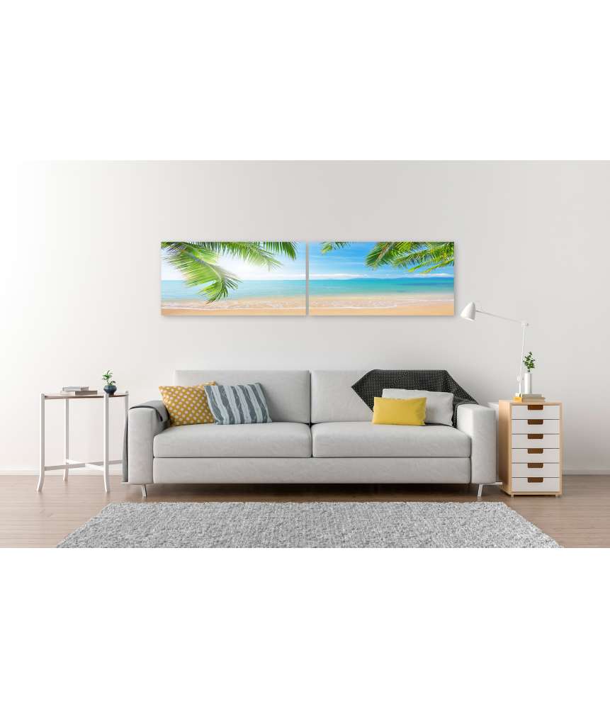 Islandburner Bild auf Leinwand Urlaubsfeeling mit Palmen und tropischem Strand Wandbild Günstiger Verkauf