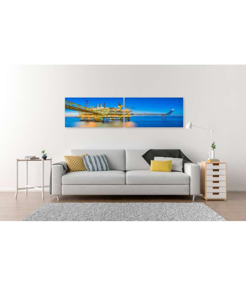 Islandburner Bild auf Leinwand Ölbohrplattform inmitten des weiten Meeres auf Wandbild dargestellt Fabrikverkauf