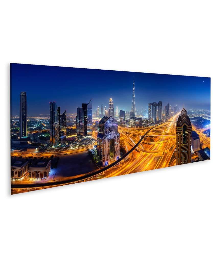 Islandburner Bild auf Leinwand Nächtlicher Panoramablick auf die Skyline von Dubai Rabatt