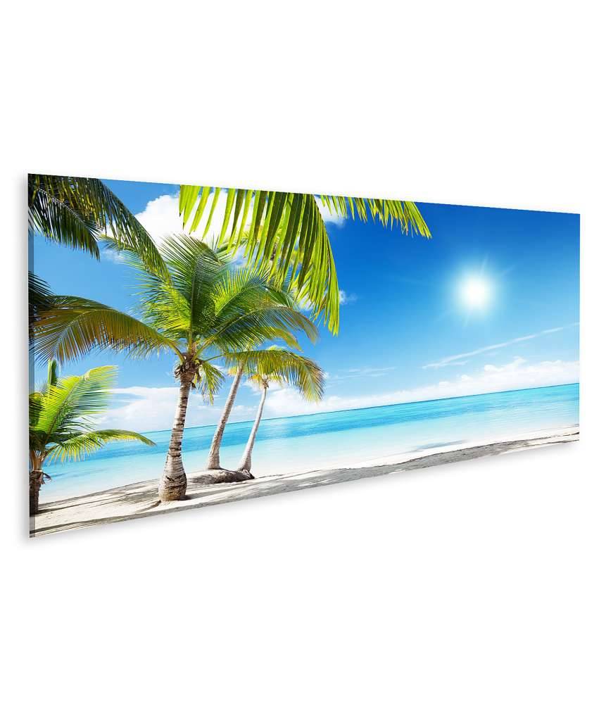 Islandburner Bild auf Leinwand Karibischer Strand mit Palmen am azurblauen Meer Lagerräumung