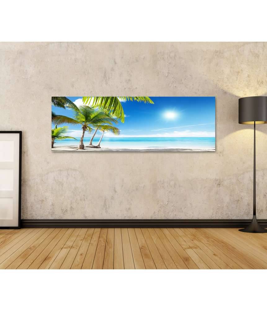 Islandburner Bild auf Leinwand Karibischer Strand mit Palmen am azurblauen Meer Lagerräumung