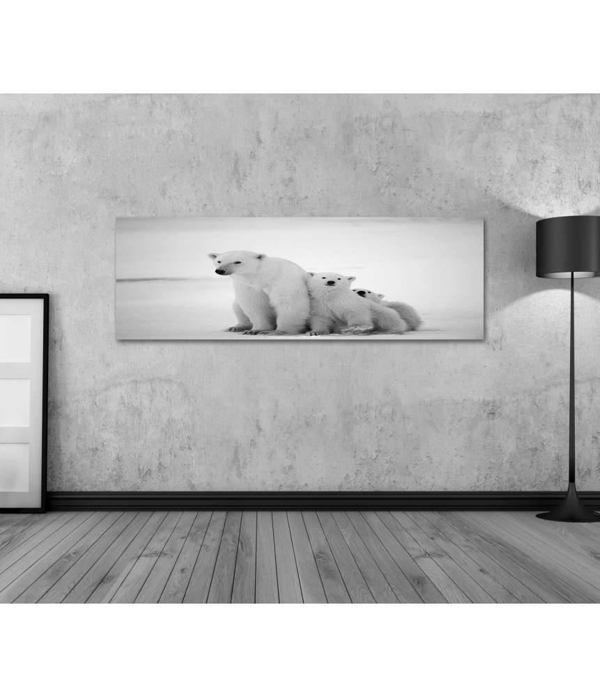 Islandburner Bild auf Leinwand Eisbär-Mutter mit Jungen in der eisigen Arktis - Polarbär Wandbild Heißer Verkauf