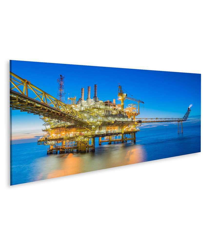 Islandburner Bild auf Leinwand Ölbohrplattform inmitten des weiten Meeres auf Wandbild dargestellt Neueste Mode