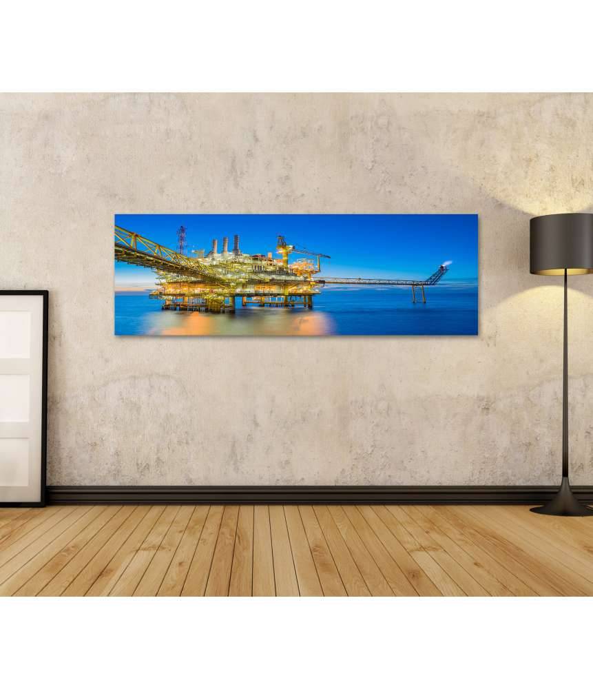 Islandburner Bild auf Leinwand Ölbohrplattform inmitten des weiten Meeres auf Wandbild dargestellt Neueste Mode