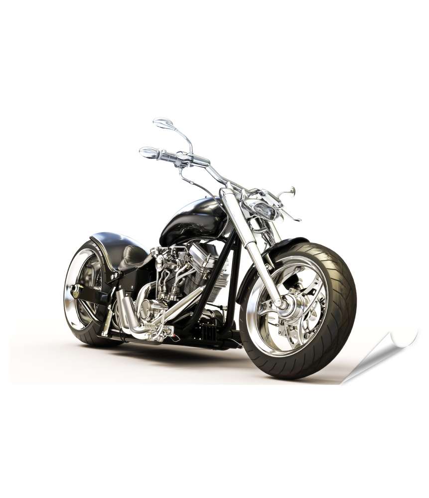 Islandburner Premium Poster Chopper-Motorrad auf reinweißem Hintergrund als Wandbild Zeitlich begrenztes Angebot