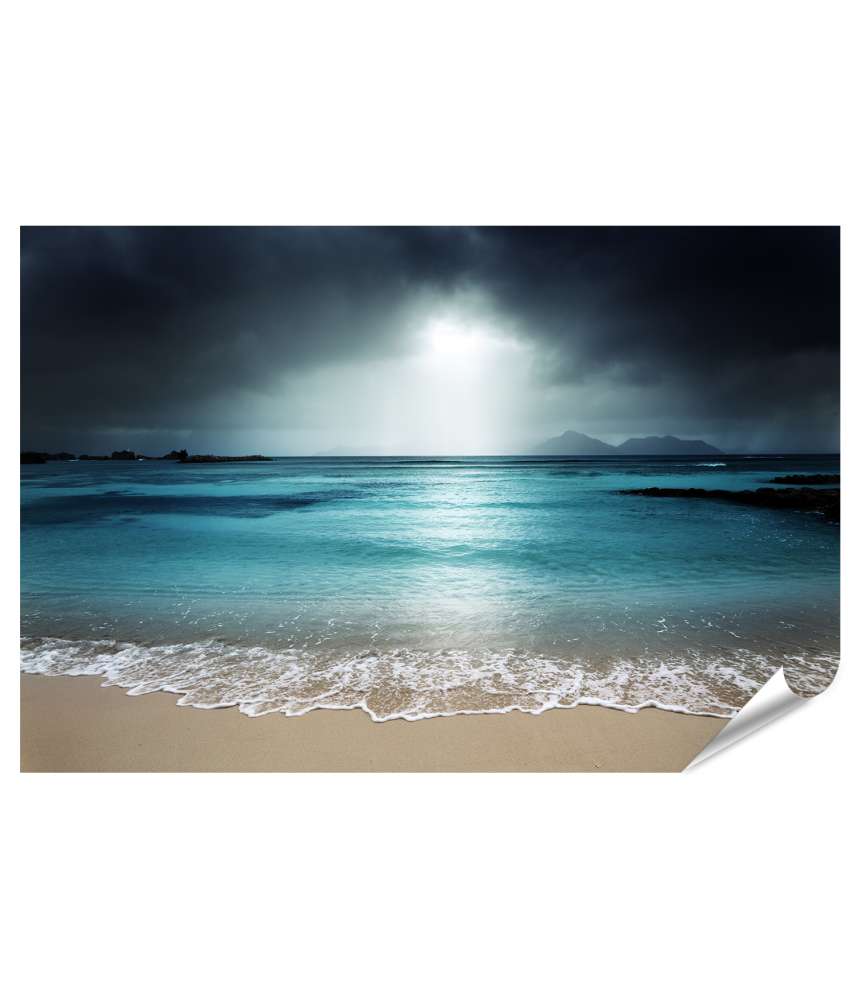 Islandburner Premium Poster Wandbild: Idyllischer Strand auf La Digue Island, Seychellen Neuheiten