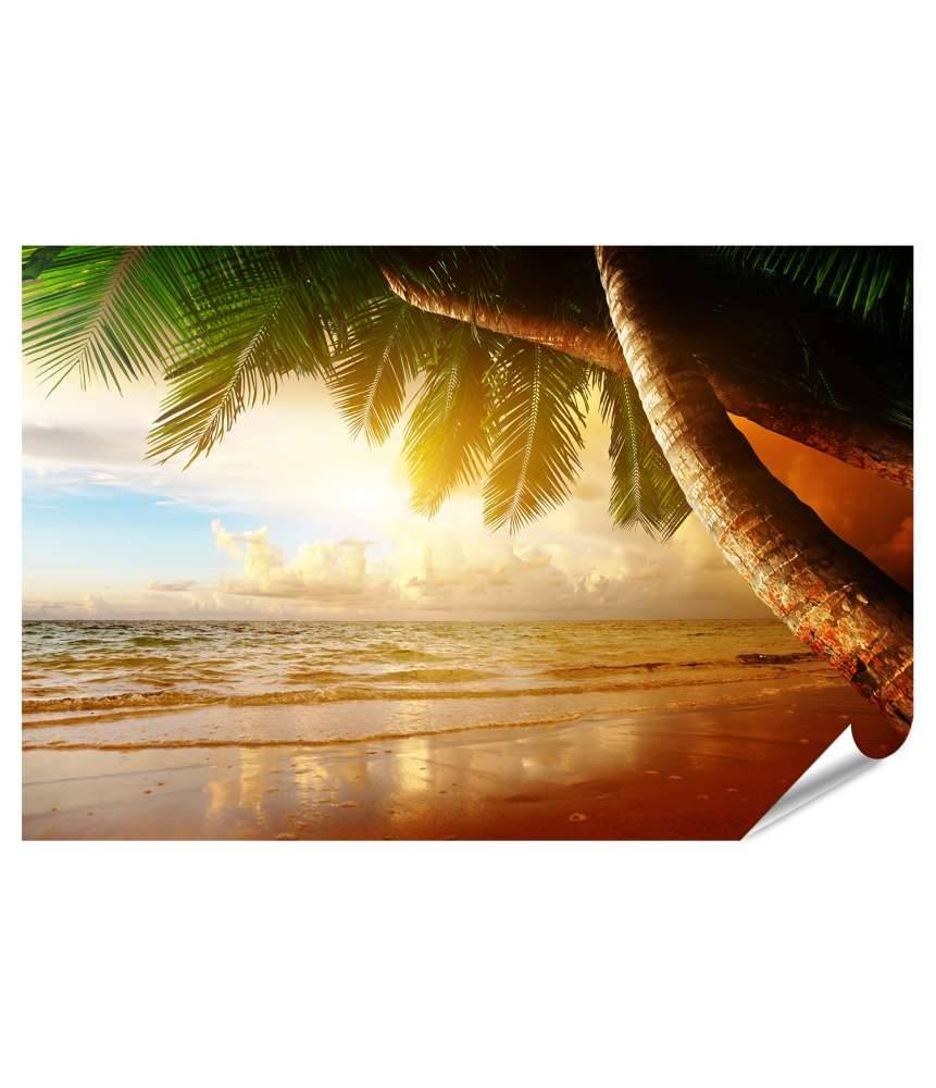 Islandburner Premium Poster Karibischer Sonnenaufgang am Strand Bestseller
